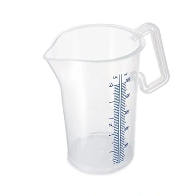Image de Thermohauser Verre doseur avec poignée fermée, 500 ml, plastique PP, graduation bleue en litres et millilitres, transparent