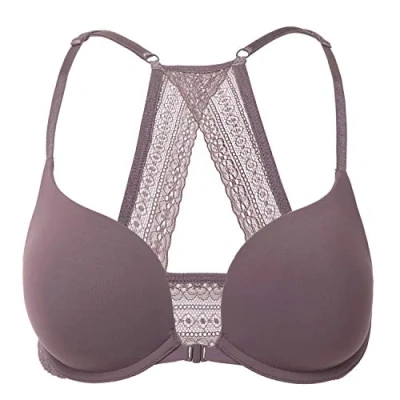Image de DOBREVA Femme Soutien Gorge Push Up Rembourré avec Armature Fermeture Devant Decollete Plongeant Dos Croisé Cacao Blush 100E