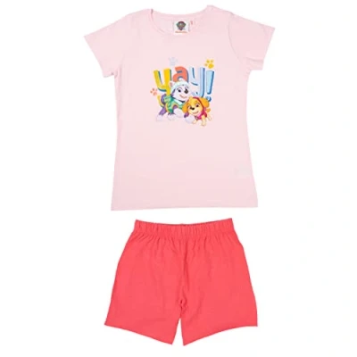 Image de Pyjama pour Fille Paw Patrol Skye &amp; Everest Ensemble Enfant Manches Courtes Haut avec Pantalon Rose/Rose (as4, Numeric, Numeric_98, Numeric_104, Regular)