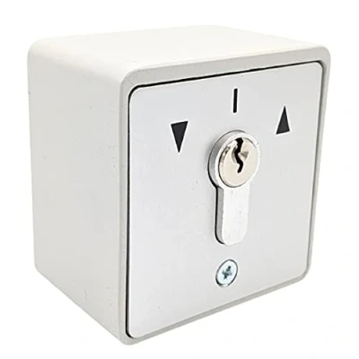 Image de geba Interrupteur à clé MSC APZ 1 2T/1 en aluminium Montage saillie Avec demi cylindre profilé DIN 2 boutons 3 clés Anti effraction Gris clair IP54 Pour porte de garage