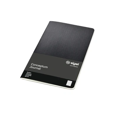 Image de SIGEL CO862 Cahier de notes env. A5 13,5 x 21 cm, petits carreaux, couverture souple, noir, Conceptum