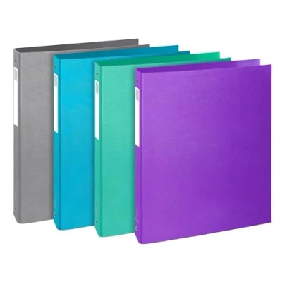 Image de Exacompta Réf. 51650E Carton de 10 classeurs Teksto 4 anneaux ronds 30 mm dos 40 Dimensions extérieures 32 x 26 cm Format à classer A4 Assortis