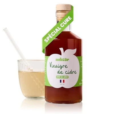 Image de Nektar Vinaigre de Cidre Pomme Bio Non Pasteurisé Filtré Avec sa Mère Digestion, Glycémie, Perte Poids Spécial Cure 500 ml Made in Normandie