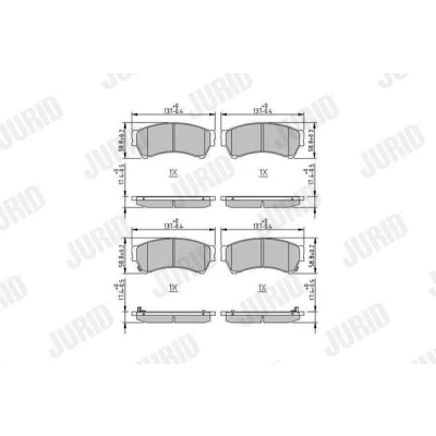 Image de JURID 572628J Jeu de plaquettes frein avec indicateur d&#039;usure sans accessoires MAZDA: 6 3/5 portes, Break, Berline