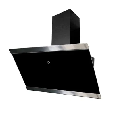 Image de Hotte aspirante Respekta/Hotte inclinée de 90 cm/Écran en verre avec cadre acier inoxydable noir/Fonction d&#039;extraction et recyclage l&#039;air / CH89090S A++ 39 59 dB