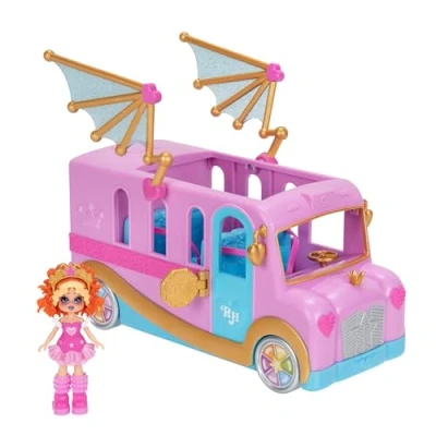 Image de Royale High Bus &amp; Glam Closet (1) poupée exclusive, placard glamour en déplacement, ailes mobiles, roues fonctionnelles et chambre pour 4 amis Code article virtuel inclus À partir de 5 ans
