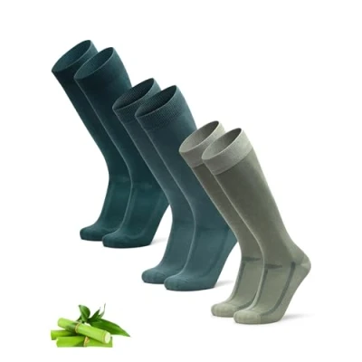 Image de DANISH ENDURANCE Chaussettes Montantes en Fibre de Bambou Ultra Douce, Hautes, Homme Femme, 3 Paires Multicolore (1x Vert foncé, 1x clair, Vert) 43 47