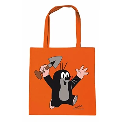 Image de Logoshirt® La petite taupe, Taupek Youpi I Sac réutilisable en coton tissu imprimé 100% avec longues poignées orange Design sous licence