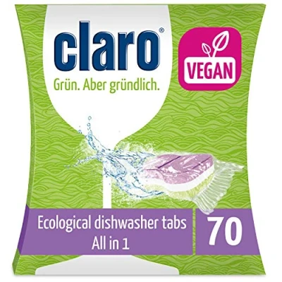 Image de Claro Multi Pastilles Lave Vaisselle 70 Tablettes Tout en Un Ecologique Hydrosoluble Hydrofilm sans Phosphate