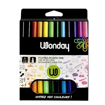 Image de WONDAY BOITE DE 12 FEUTRES POINTE FINE COULEURS ASSORTIES