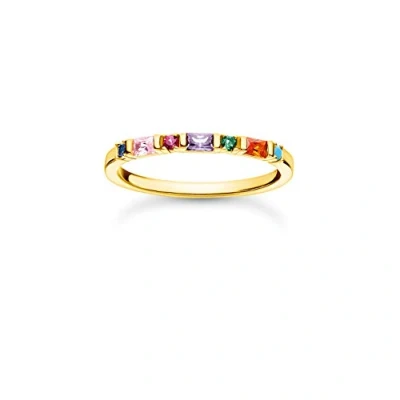 Image de Thomas Sabo Femme Bague Pierre Verte Or Argent Sterling 925, Doré Jaune 18 Carats TR2362 971 6