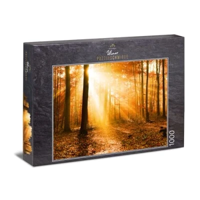 Image de Ulmer Puzzleschmiede Puzzle forêt d&#039;automne dorée: 1000 pièces Automne pittoresque avec lumière du Soleil Entre Les Arbres dans Une colorée