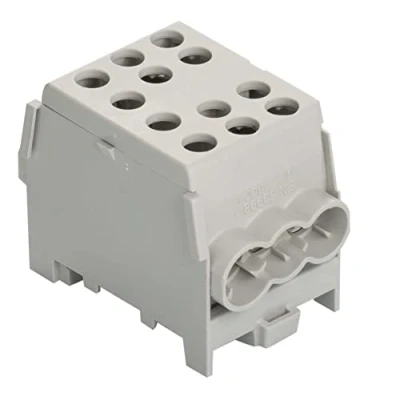 Image de Bornier Répartiteur Gris 160A Cuivre ou Aluminium 6 Trous Montage Rail DIN