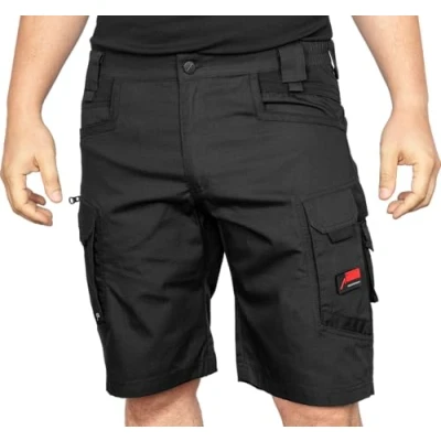 Image de ACE Constructor Plus Short de Travail pour Hommes Bermuda avec Poches Cargo &amp; Ceinture Stretch l&#039;été Noir 58