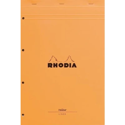 Image de RHODIA 19660Cpack Bloc Notes Agrafé N19 Orange A4+ Ligné 80 Feuilles Détachables Papier Clairefontaine Jaune g/m² Couverture en Carte Enduite Paquet de 5 blocs