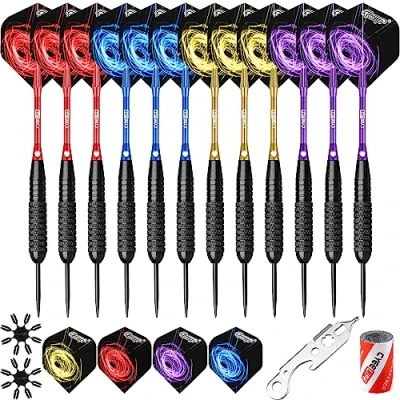 Image de CyeeLife Jeu de fléchettes à Pointe en Acier 22g avec tiges Aluminium (4 Couleurs)