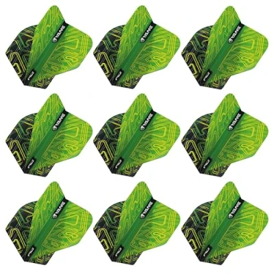 Image de RED DRAGON Lot de 3 ailettes fléchettes standard double face Yin Yang vert et noir (9 au total)