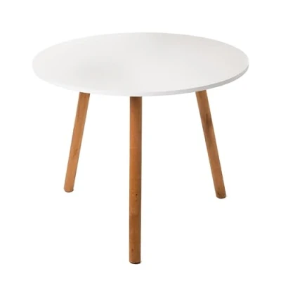 Image de Table d&#039;appoint ovale en bois blanc 45 x 35 cm basse décorative avec 3 pieds Tabouret à fleurs Support rond