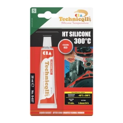 Image de Technicqll Mastic adhésif silicone haute température Rouge 20 ml Résistant à la chaleur jusqu&#039;à 300 C New