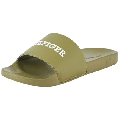 Image de Tommy Hilfiger Homme Raised Pool Slide FM0FM05022 Claquettes, Vert (Mash Green), 44.5 EU