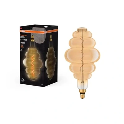 Image de OSRAM Vintage 1906 gold tinted LED lamp, 4.8W, 360lm, mini Edison shape with 45mm diameter &amp; E27 base, warm white light, straight filament, dimmable, life of up to 15,000 hours
