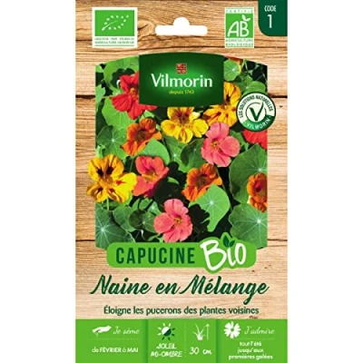 Image de Vilmorin Sachet graines Capucine Naine en mélange Bio Tropaeolum majus