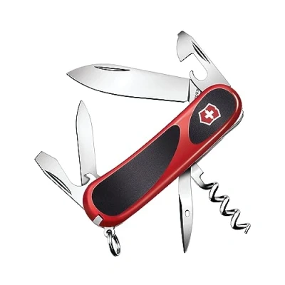 Image de Victorinox Evolution Grip 10 Couteau de Poche Suisse, Léger, Multitool, 13 Fonctions, Tire Bouchon, Lame Fixe, Rouge