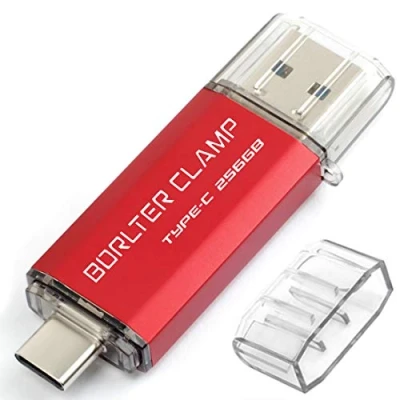 Image de BORLTER CLAMP Clé USB Type C 256 Go, Dual Port OTG 3.0 Mémoire Stick Aves Port, Compatible pour Android Smartphone, Tablette et Ordinateur (Rouge)
