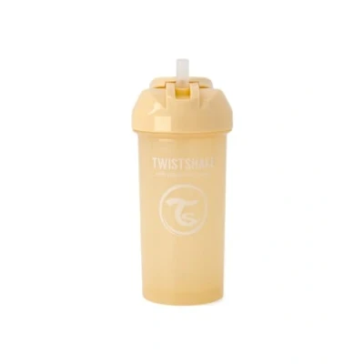 Image de Twistshake gobelet avec paille sans déversement, 360 ml, gobelets d&#039;entraînement anti fuite pour tout petits et bébés, bouteilles d&#039;eau potable, d&#039;entraînement, 6 mois plus, beige caramel