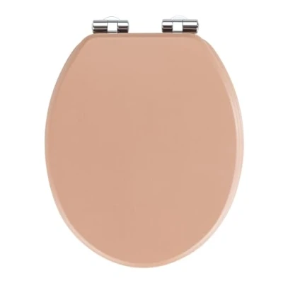 Image de WENKO abattant WC Cuero Beige, avec frein de chute, en MDF exempt pores résistant à l&#039;humidité, fixation zinc inox moulé sous pression, 35,5 x 42,5 cm, Beige
