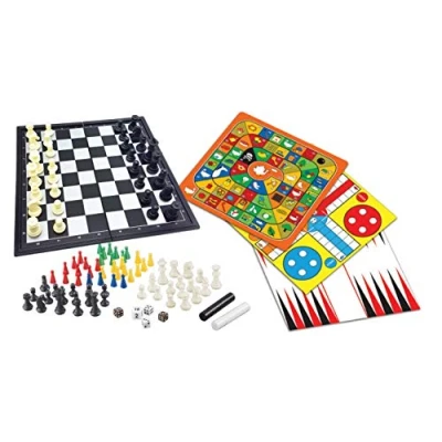 Image de Lexibook, Coffret 8 Jeux en 1, Échecs, Dames, Backgammon, Dames Chinoises, Jeu du Moulin, Serpents et échelles, de l&#039;oie, Petits Chevaux, JGM800, Nee