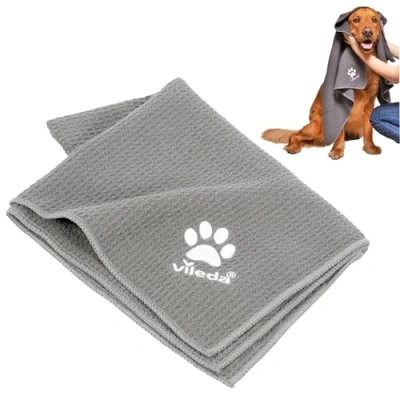 Image de Serviette Vileda Pet Pro en microfibre Pour animaux, Structure gaufrée, Douce au toucher, Absorbe et sèche rapidement, essuyer sécher rapidement les chiens chats