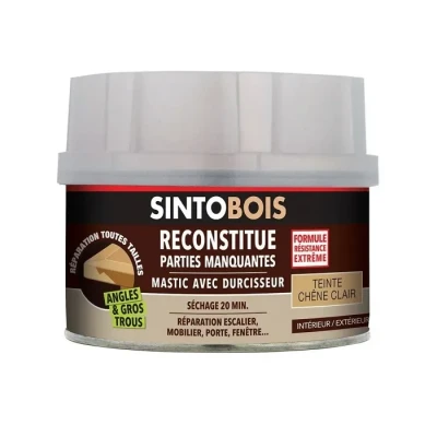 Image de SINTO SA 33751 PWA20027 Mastic SINTOBOIS + Tube durcisseur Chêne Clair Boite 500 ml