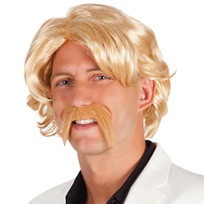 Image de Boland Perruque « Chuck avec moustache » pour adulte, Taille unique