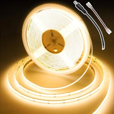 Image de BERIXDEEP Ruban LED COB 10M, Bande Uniforme avec Connecteur, Largeur 8mm, CRI 90+, pour Chambre à Coucher, Cuisine, Miroir, Armoire (sans Alimentation), Bianco Caldo, 2700K