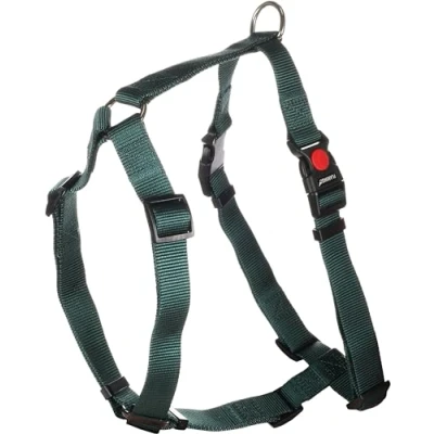 Image de Flamingo Harnais pour Chien H Ziggi Vert foncé L 60 à 85cm 25mm Réglable en continu avec Anneau Attacher Une Laisse Boucle clic et Bouton de sécurité
