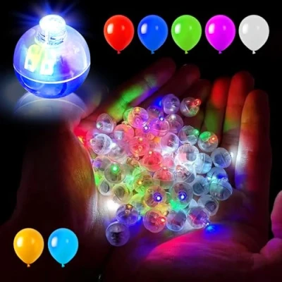 Image de FFTANXS 100 pièces led Ballon Lumineux,Rond Boule lumineuse,Réutilisable led,Mini sans fil Convient pour Anniversaire,Mariage,Halloween,Noël Décoration(Couleur)
