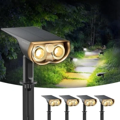 Image de Linkind Lampe Solaire Exterieur Detecteur de Mouvement, Spot Puissante 800lm, Luminaire Blanc Chaud, Eclairage pour Jardin Allée Chemin, 4 pack
