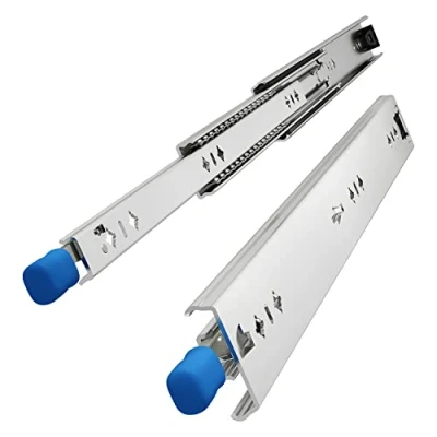 Image de VADANIA Glissières de tiroir robuste 450 mm avec serrure #VD2053, largeur 53 mm, capacité charge jusqu&#039;à 120 kg, extension complète à 3 volets, montage latéral, 1 paire