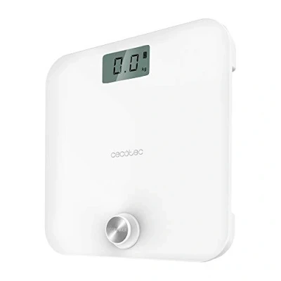 Image de Cecotec Balance Pèse personne avec bouton poussoir EcoPower 10000 Healthy White, Surface en Verre Trempé très sécurisée et capteurs de précision, Écran LCD, 8 kg jusqu’à 180