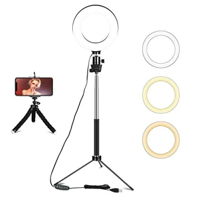 Image de 6&#039;&#039; Ring Light avec Trépied, Lumineux Anneau Selfie pour TikTok, Selfie, Vlog, Youtube, Maquillage, Live Stream