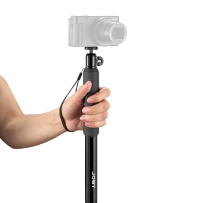 Image de JOBY Compact Monopod 2 in 1, Monopode Photo/Action Cam avec Rotule, Fixation Universelle ¼ 20&quot;, Support Pivotant Compatible GoPro, Reflex, Hybride, Couleur : Noir