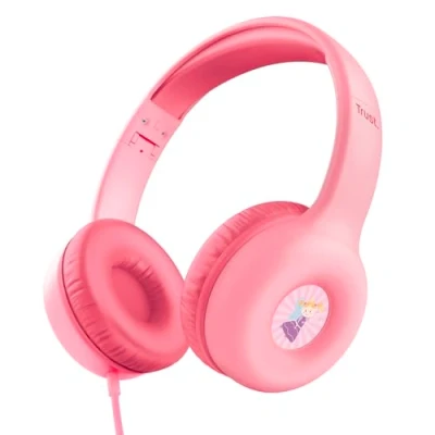 Image de Trust Nouna Casque Filaire Audio pour Enfant 4 10 Ans avec Limite de Volume (85dB), Ecouteurs Pliable Micro et Autocollants, Connexion 3.5mm, Switch, Tablette, Musique, Rose