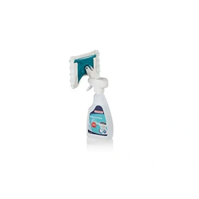 Image de Leifheit Window Spray Cleaner micro duo, nettoyant vitres 500 ml avec housse, lave articulation flexible, Produit à flacon rechargeable housse de nettoyage