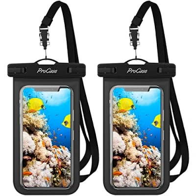 Image de Procase 2 Pochettes Étanches Téléphone Certifiée IPX8, Housse Étanche Universel pour Jusqu&#039;à 7 Pouces, iPhone 15/14/13/12/11 Mini Plus Pro Max XS XR X, Samsung A14/33/23, Xiaomi Redmi