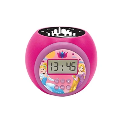 Image de Lexibook, Disney Princesses, Réveil projecteur, avec Fonction Alarme et répétition Snooze, veilleuse minuterie, écran LCD, à Piles, Rose, RL977DP