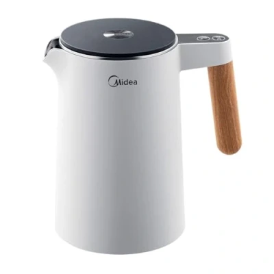 Image de Midea Bouilloire Électrique Blanche en Acier Inoxydable, 1,5L, 2200W avec Réglage de Température, Affichage Température et Sécurité, Sans BPA
