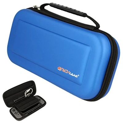 Image de TECHGEAR Étui Nintendo Switch OLED Housse de Protection / Pochette Transport Compatible avec OLED, Manettes Joy Con, Cartes Jeux, [Bleu]