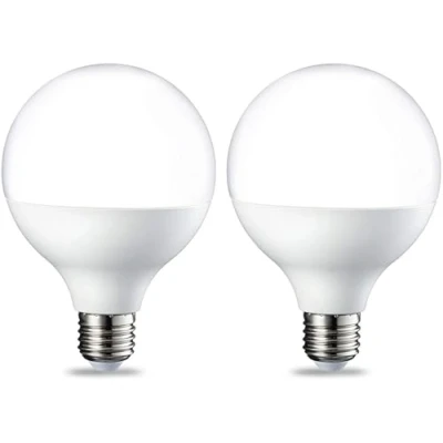 Image de Amazon Basics ampoules LED en forme de globe G93 Culot Edison à vis E27 14,5 W (équivalent 100 W) Blanc chaud vif Intensité non variable, Lot 2