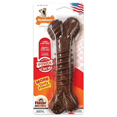 Image de Nylabone Os à mastiquer durable au goût irrésistible de poulet pour chiens adultes Taille L